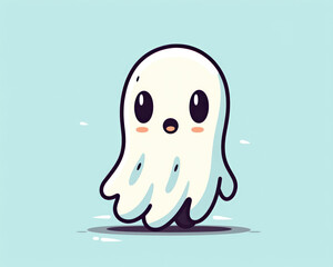 Cute ghost cartoon vector illustration. Cute halloween ghost character.