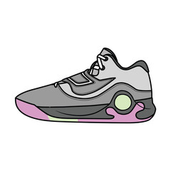 Sneakers Design with Side angle. Sport shoes . Draft. Flat design. Vector illustration. Sneakers in a flat style. Side view sneakers. Fashion sneakers.