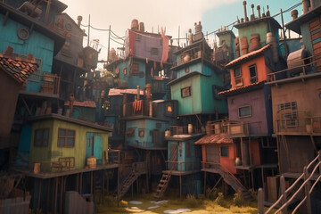 slum houses in the town