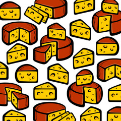 Cheese pattern background set. Collection icon cheese. Vector