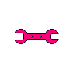 Filled outline Wrench spanner icon isolated on white background. Vector