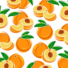 Peach pattern background set. Collection icon peach. Vector