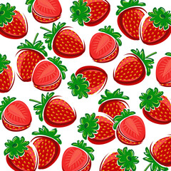 Strawberries pattern background set. Collection icon strawberries. Vector