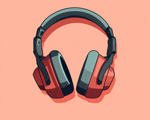 Headphones isolated on pink background. Vector illustration.