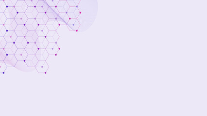 Abstract molecular structure, medicine, healthcare, genetic engineering background. Hexagonal with wave flow, scientific research background template design.