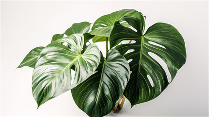 Close-up of a Philodendron plant on a white background
