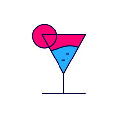 Filled outline Martini glass icon isolated on white background. Cocktail icon. Wine glass icon. Vector