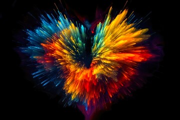 Colorful Heart Explosion on Black Background