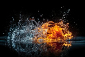 Collision and Fusion of Water and Fire, wallpaper, high contrast
