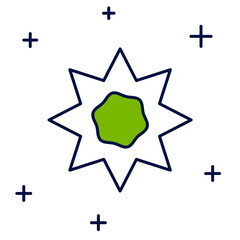 Obraz premium Filled outline Sun icon isolated on white background. Summer symbol. Good sunny day. Vector