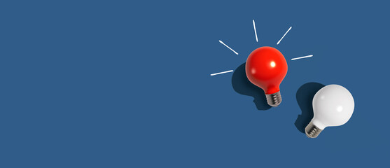 Red and white light bulbs - flat lay