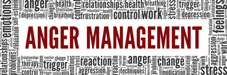 Anger Management word cloud conceptual design isolated on white background.