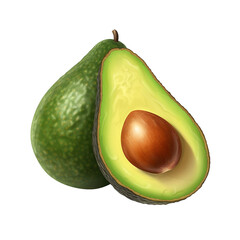 Half of fresh avocado isolated. PNG transparency
