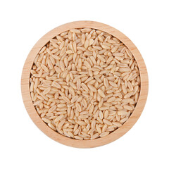 oat groats bird seed in wooden bowl on transparent png..