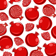 Pomegranate pattern background set. Collection icon pomegranate. Vector