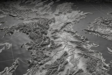 majestic mountain range in black and white. Generative AI