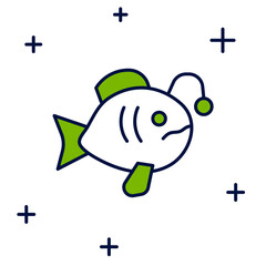 Filled outline Tropical fish icon isolated on white background. Exotic fish. Vector