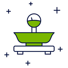 Filled outline Scales icon isolated on white background. Weight measure equipment. Vector