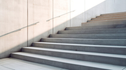 modern concrete exterior with large staircase and sunlight - Steps cusiness concept. Generative ai