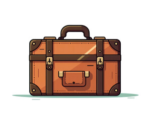 Vintage travel suitcase isolated on white background. Vector illustration in cartoon style.