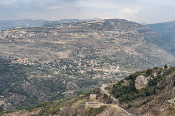 Fototapeta na wymiar A view from a high peak of the Lebanon Mountains.