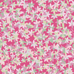 Spring flowers blooming stylized seamless pattern