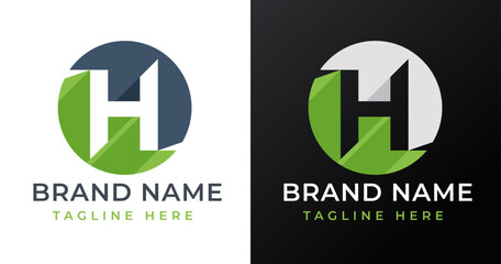 Initial letter H Logo vector illustration with Abstract Circle Shape design