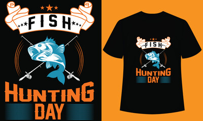 fish hunting day  t-shirt design  template.