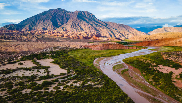 Calchaqui Valleys and Quebrada de los Rios Cafayate, Salta, Argentina Scenic Beauty, Aerial View Above Northwestern Region, Canyon Mountains
