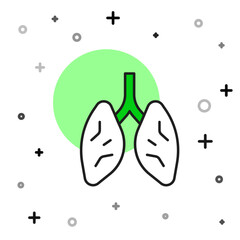 Filled outline Lungs icon isolated on white background. Vector