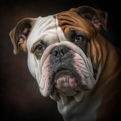 Portrait of an English Bulldog on Dark Background