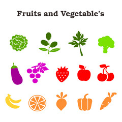 fruits and icons set