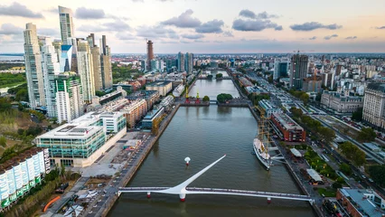 Fototapeten aerial of Puerto Madero River Plate Waterfront Buenos Aires Argentina Skyscrapers and Scenic Cityscape © Michele
