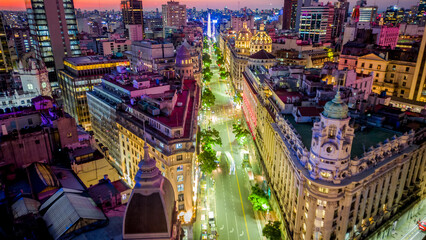 aerial night skyscraper cityscape of buenos aires argentina microcentro 