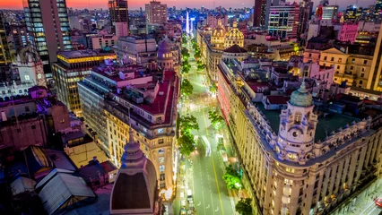 Tuinposter aerial night skyscraper cityscape of buenos aires argentina microcentro  © Michele