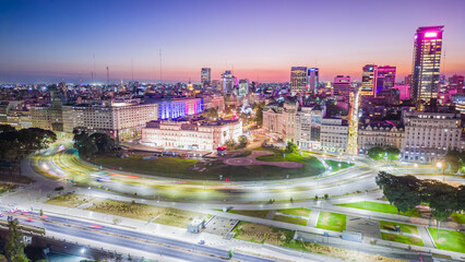 Fototapeta na wymiar aerial cityscape night illuminated of Buenos Aires capital of argentina 