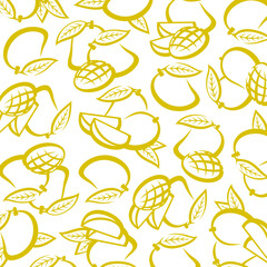 Mango pattern background set. Collection icons mango. Vector