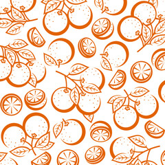 Oranges pattern background set. Collection icons orange. Vector