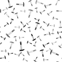 Black Firefighter axe icon isolated seamless pattern on white background. Fire axe. Vector