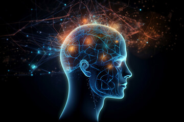 the head with the lighting creative technology brain