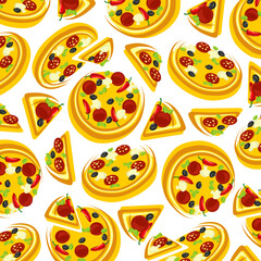 Pizza pattern background set. Collection icon pizza. Vector