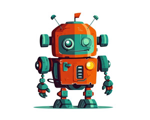 Cartoon robot. Isolated vector illustration on a white background.