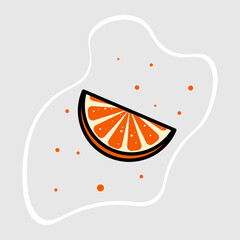 Orange slice sticker. Vector illustration design , isolated sticker. Sticker for merch and packaging.