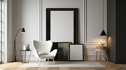 Mockup frame in the industrial interior design, Generative, generative ai, ai