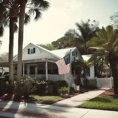 Luxury Florida House with US flag