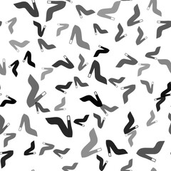 Black Woman shoe with high heel icon isolated seamless pattern on white background. Vector