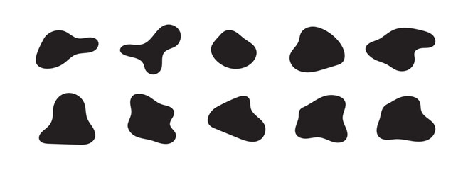 Black liquid organic shape set. Vector EPS 10 