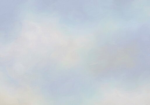 Aesthetic angelic oil paint blue sky with white clouds illustration background