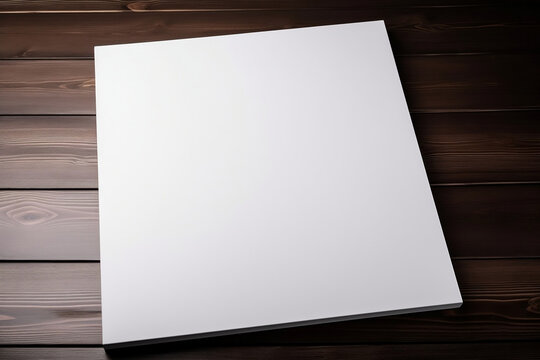 blank notebook on wooden table