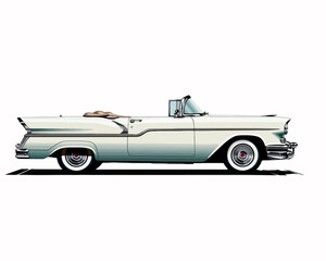 Obraz na płótnie Canvas car side profile detailed isolated illustration 50's vintage convertible